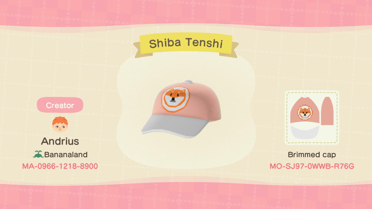 Animal Crossing Design Code: MO-SJ97-0WWB-R76G Shiba Tenshi