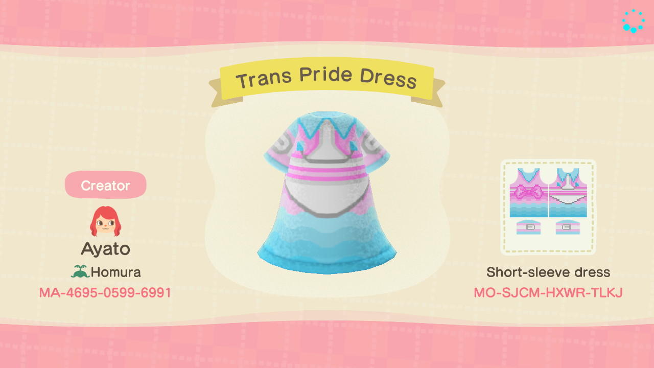 Animal Crossing Design Code: MO-SJCM-HXWR-TLKJ Trans Pride Dress