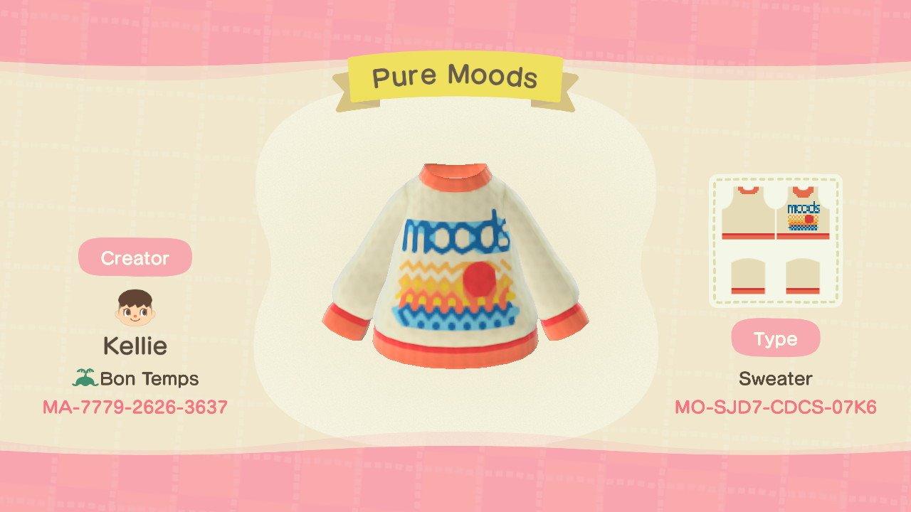 Animal Crossing Design Code: MO-SJD7-CDCS-07K6 Pure Moods Sweater