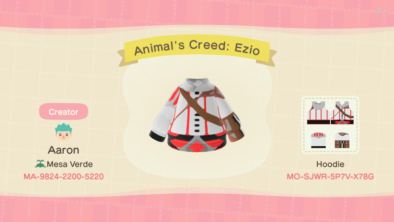 Animal Crossing Design Code: MO-SJWR-5P7V-X78G Ezio Assassins Creed