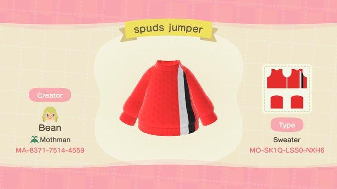 Animal Crossing Design Code: MO-SK1Q-LSSO-NXH6 spuds jumper