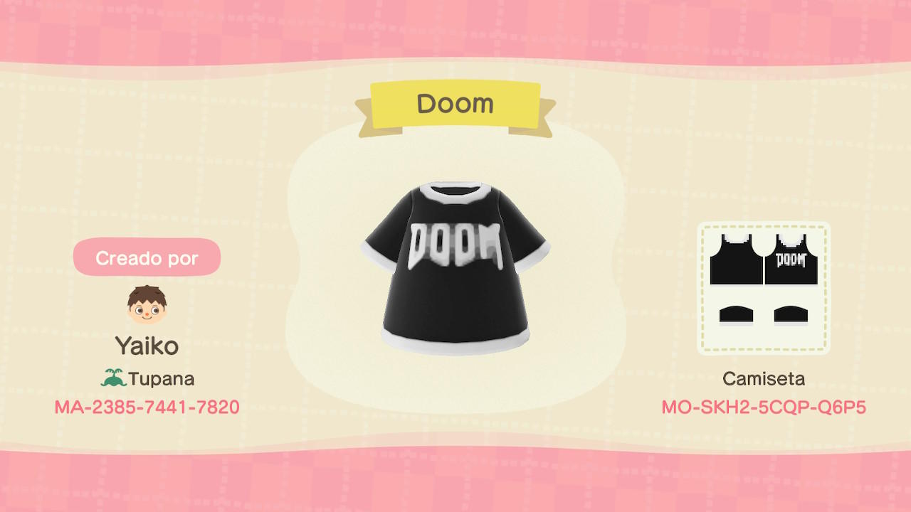 Animal Crossing Design Code: MO-SKH2-5CQP-Q6P5 DOOM Logo
