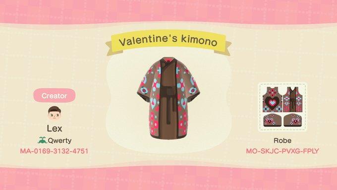 Animal Crossing Design Code: MO-SKJC-PVXG-FPLY Valentine's kimono