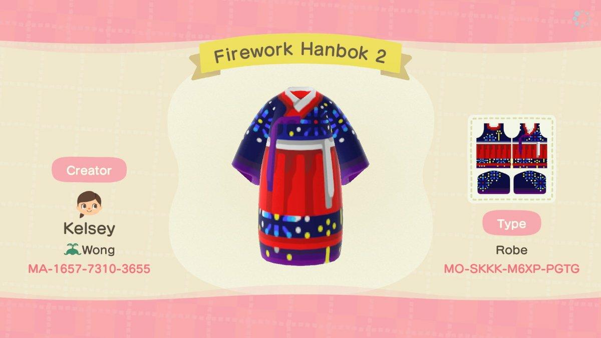 Animal Crossing Design Code: MO-SKKK-M6XP-PGTG Firework Hanbok 2