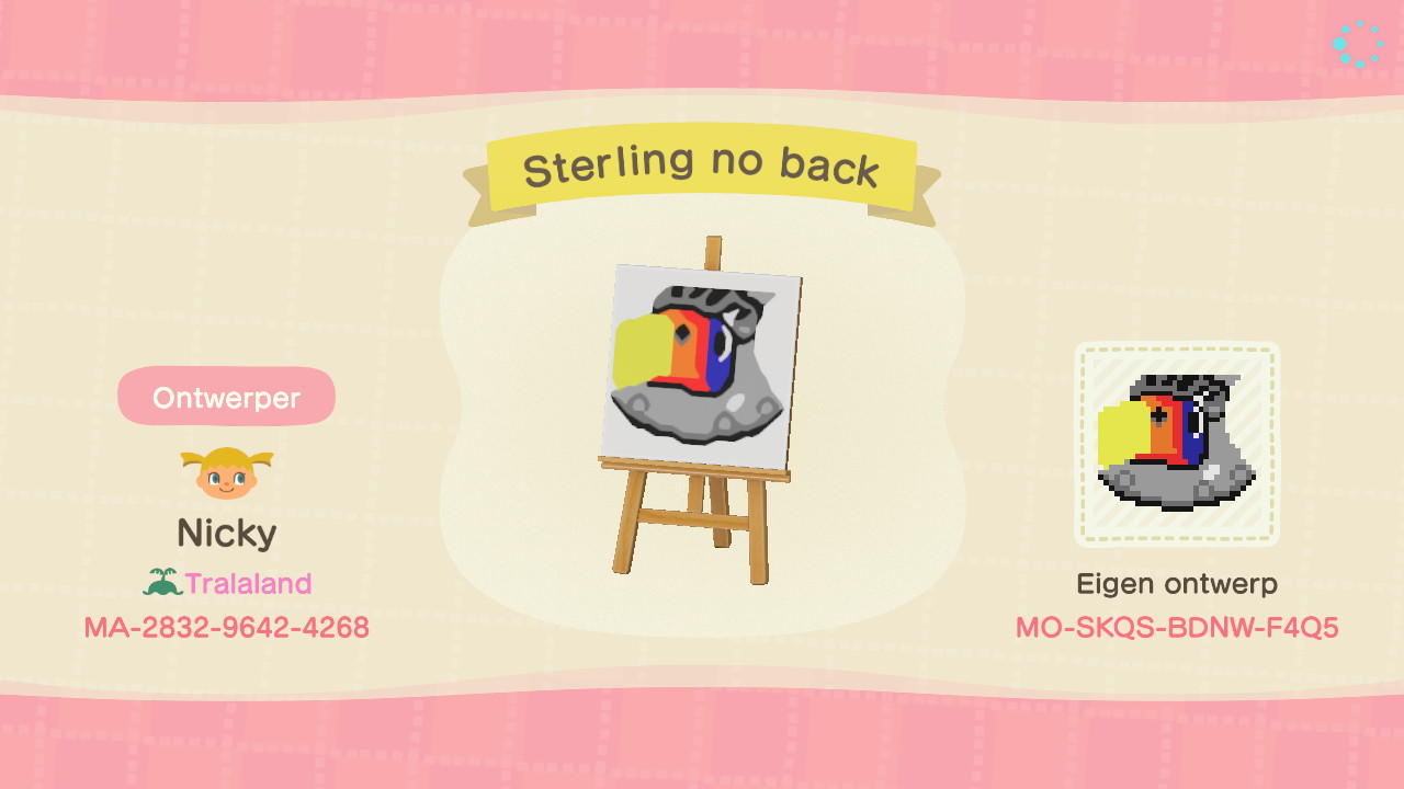 Animal Crossing Design Code: MO-SKQS-BDNW-F4Q5 Sterling no back