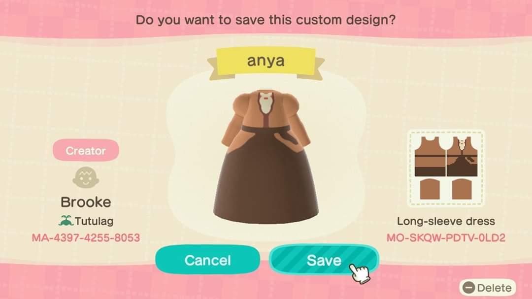 Animal Crossing Design Code: MO-SKQW-PDTV-0LD2 Anya