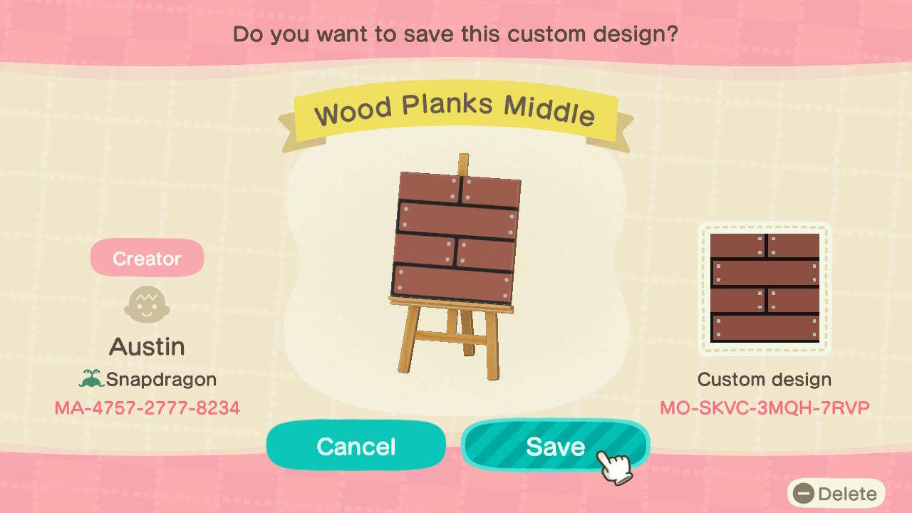 Animal Crossing Design Code: MO-SKVC-3MQH-7RVP Wooden Planks (5/9)