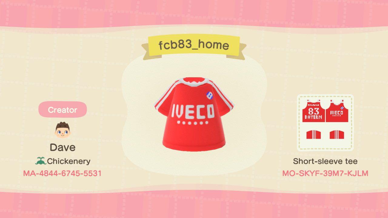 Animal Crossing Design Code: MO-SKYF-39M7-KJLM FC Bayern 83/84 Home