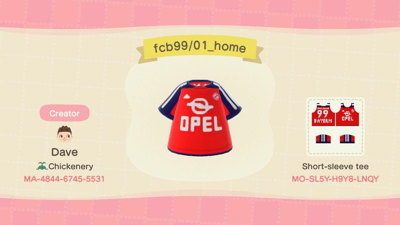 Animal Crossing Design Code: MO-SL5Y-H9Y8-LNQY FC Bayern 99/01 Home