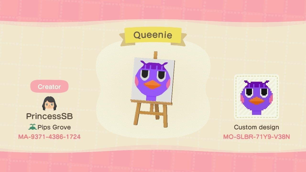 Animal Crossing Design Code: MO-SLBR-71Y9-V38N Queenie