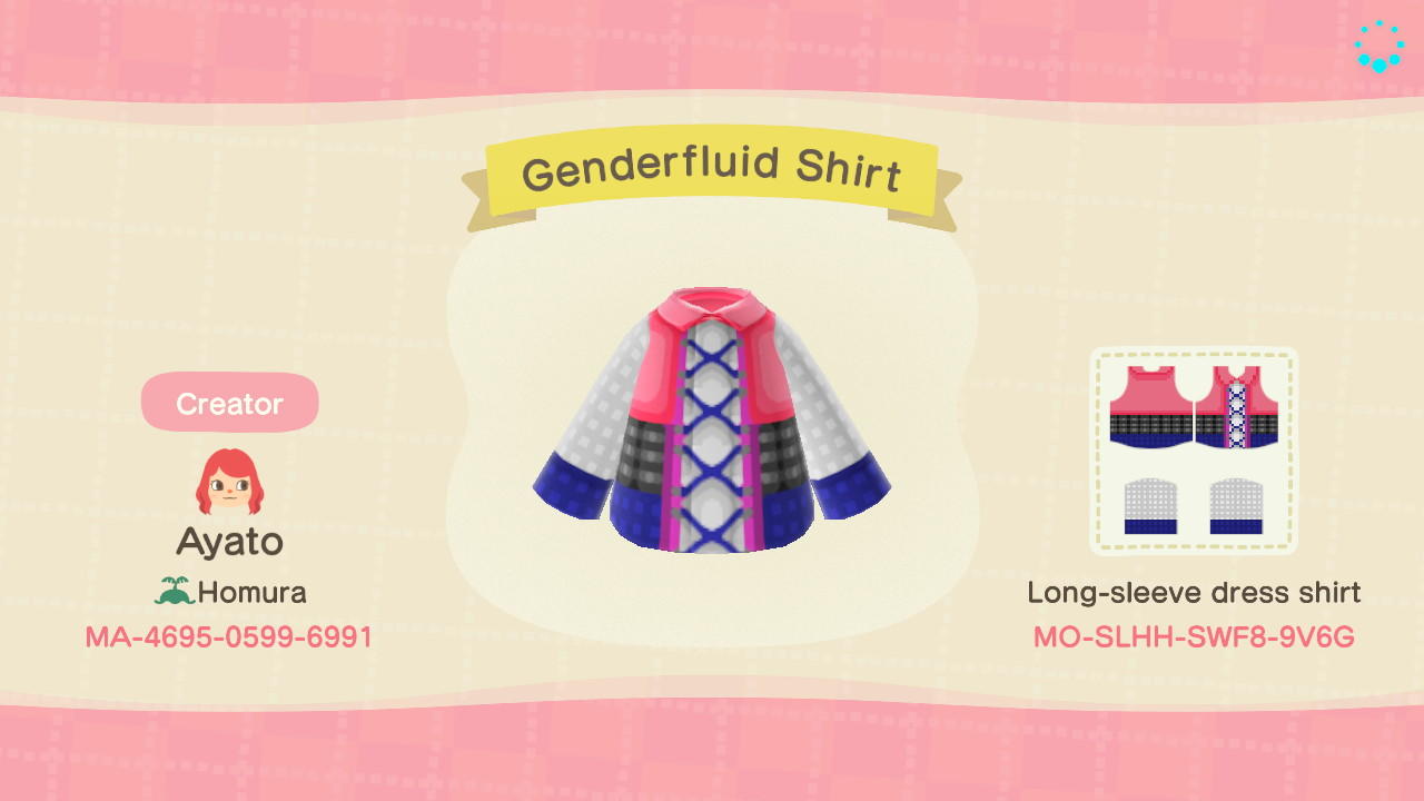 Animal Crossing Design Code: MO-SLHH-SWF8-9V6G Genderfluid Shirt