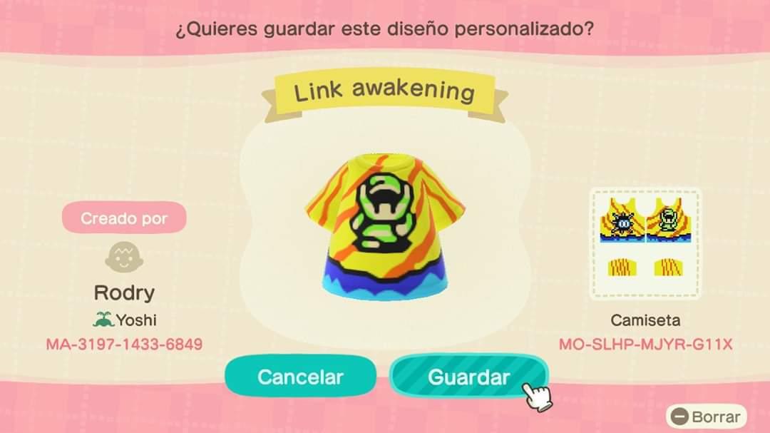 Animal Crossing Design Code: MO-SLHP-MJYR-G11X Link awakening