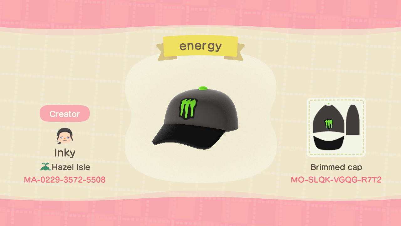 Animal Crossing Design Code: MO-SLQK-VGQG-R7T2 energy