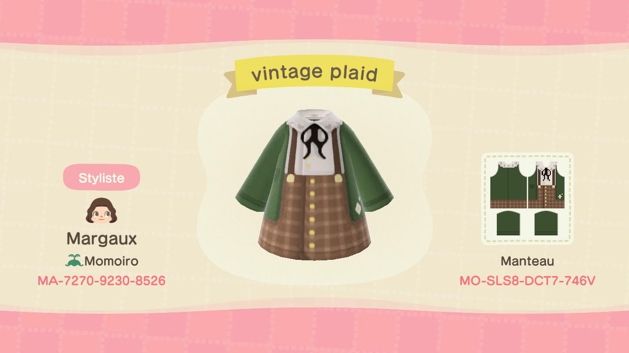Animal Crossing Design Code: MO-SLS8-DCT7-746V vintage plaid