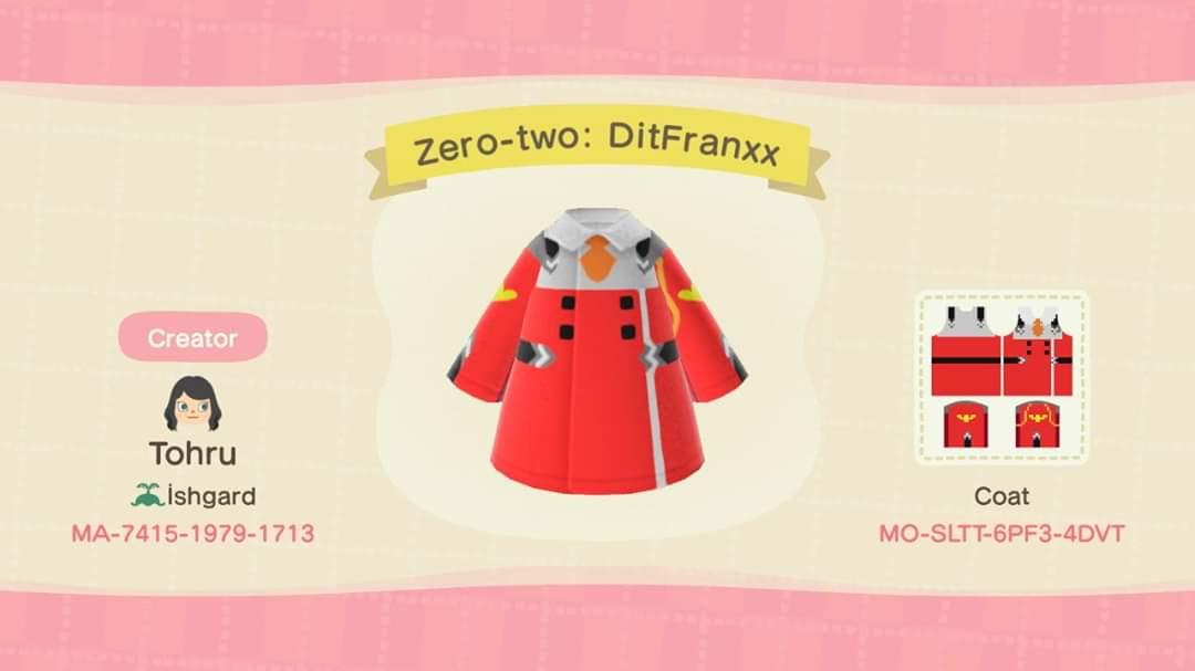 Animal Crossing Design Code: MO-SLTT-6PF3-4DVT Zero-two: DitFranxx