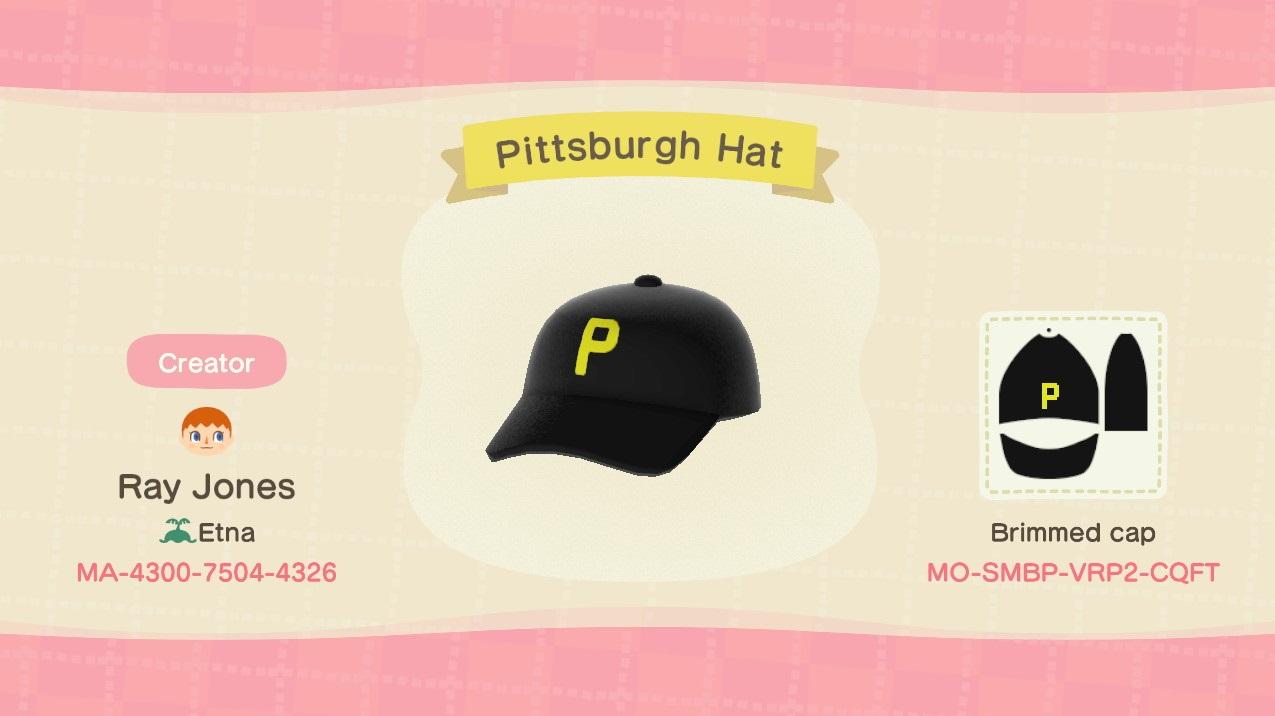 Animal Crossing Design Code: MO-SMBP-VRP2-CQFT Pittsburgh Hat