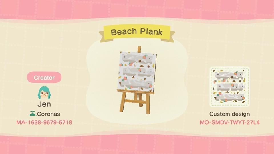 Animal Crossing Design Code: MO-SMDV-TWYT-27L4 White Beach Planks