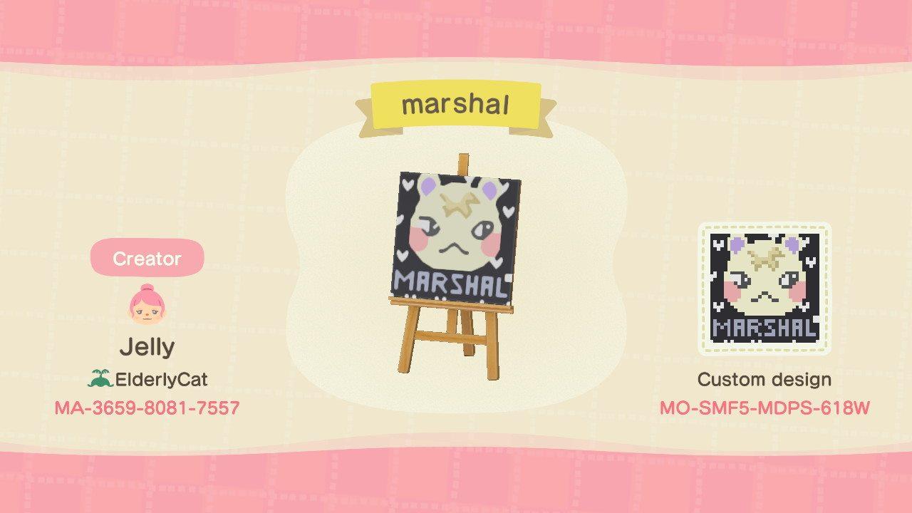 Animal Crossing Design Code: MO-SMF5-MDPS-618W Marshal Sign