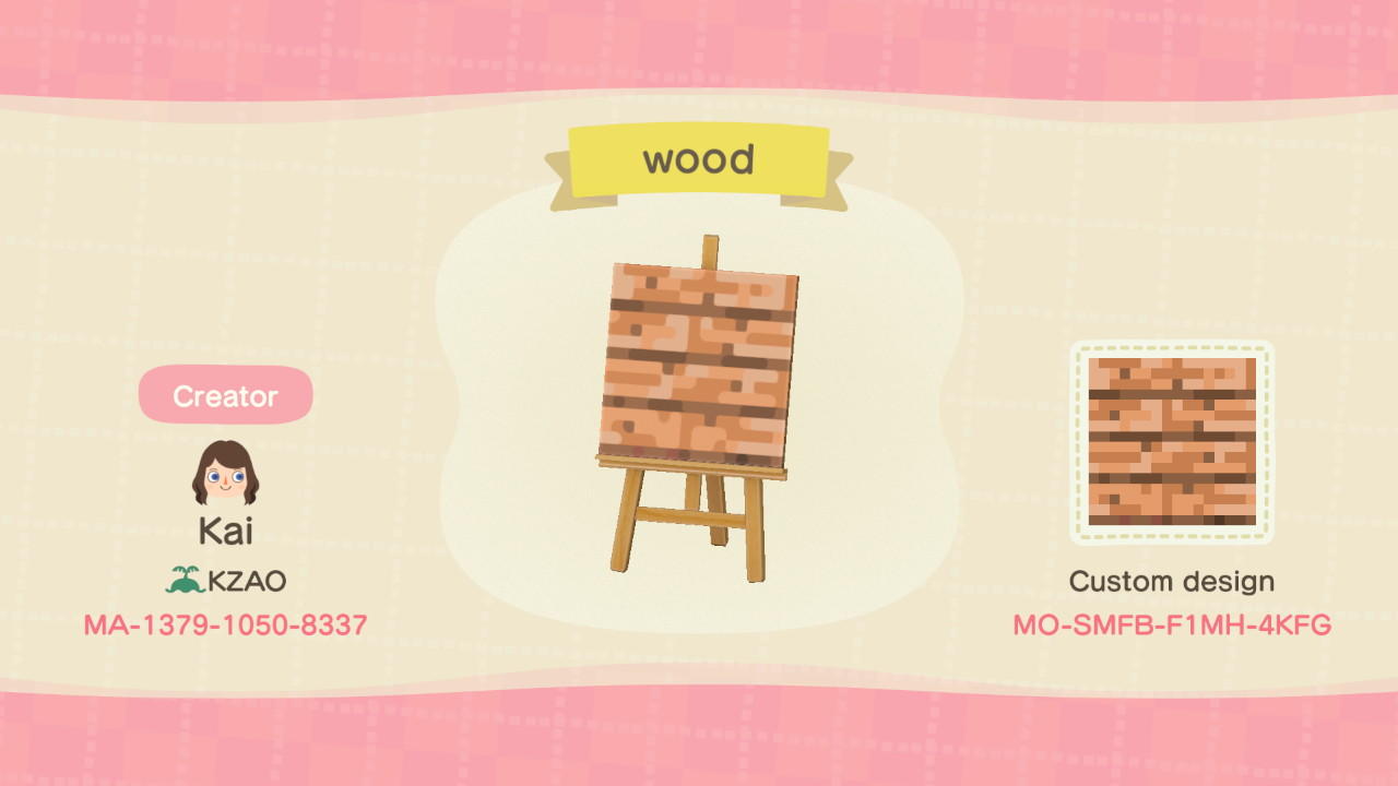 Animal Crossing Design Code: MO-SMFB-F1MH-4KFG Minecraft Oak Planks