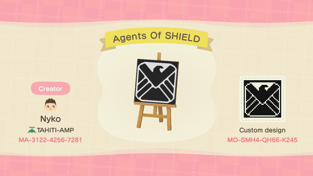 Animal Crossing Design Code: MO-SMH4-QH66-K245 Agents Of SHIELD