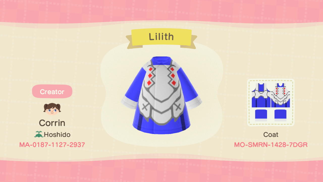 Animal Crossing Design Code: MO-SMRN-1428-7DGR Lilith