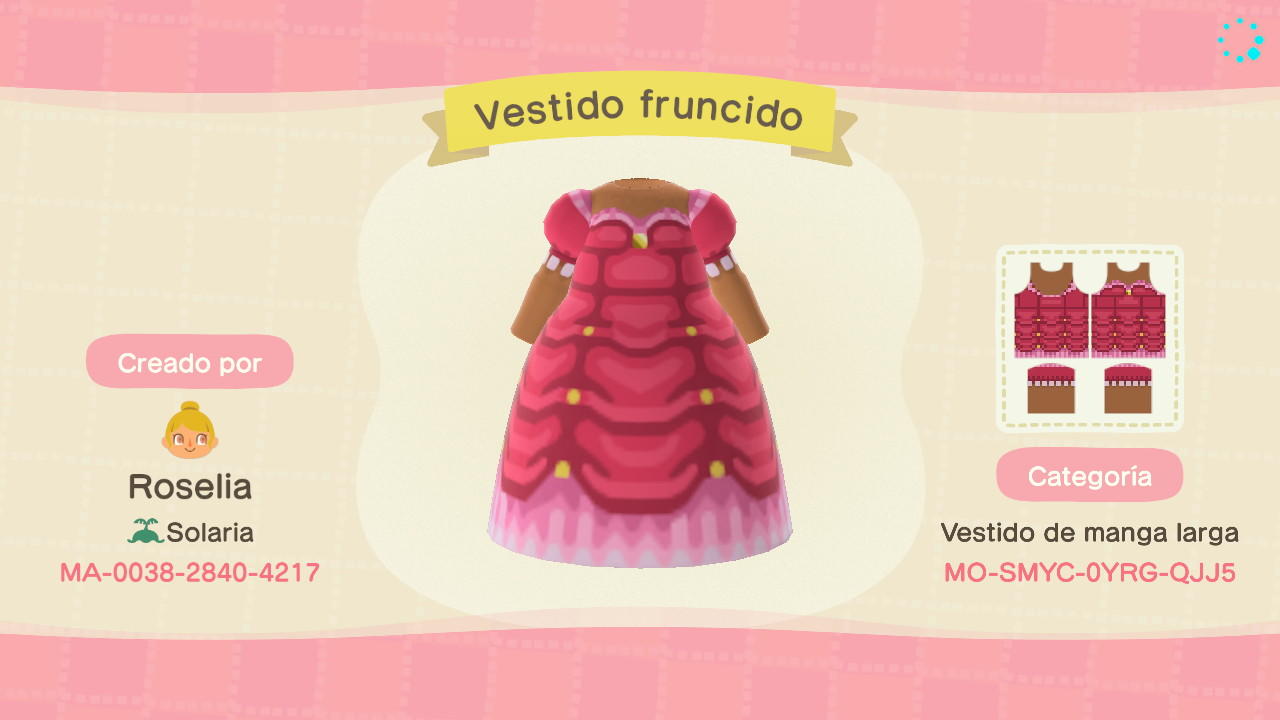 Animal Crossing Design Code: MO-SMYC-0YFG-QJJ5 Vestido Princesa