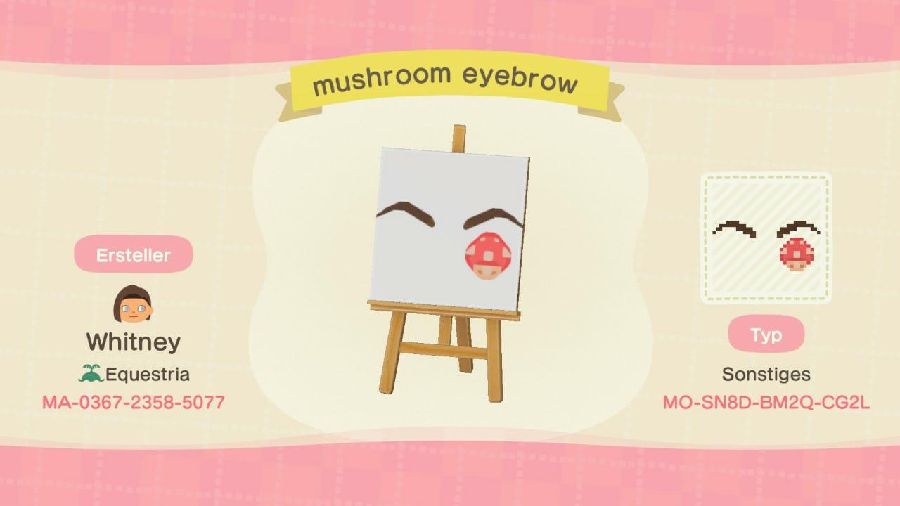 Animal Crossing Design Code: MO-SN8D-BM2Q-CG2L Eyebrows Mushroom