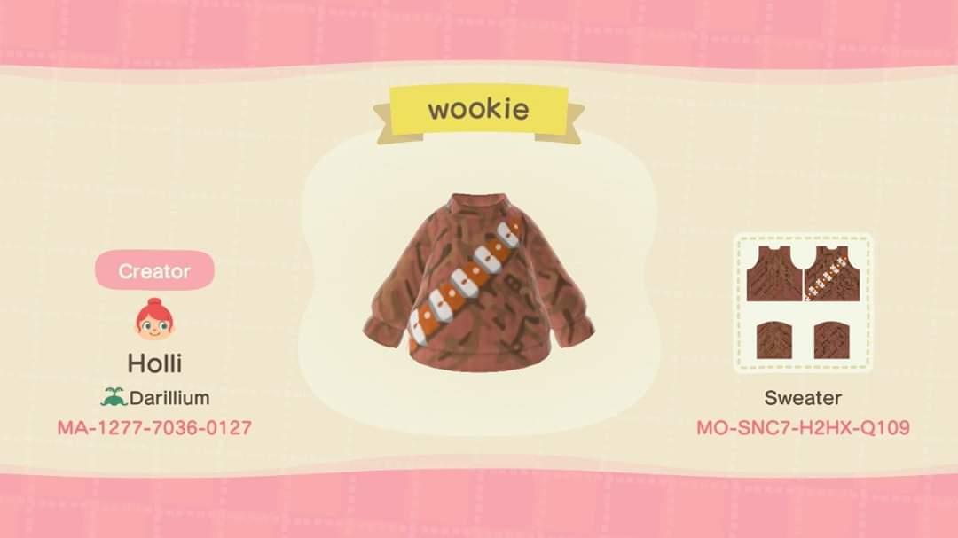 Animal Crossing Design Code: MO-SNC7-H2HX-Q109 wookie