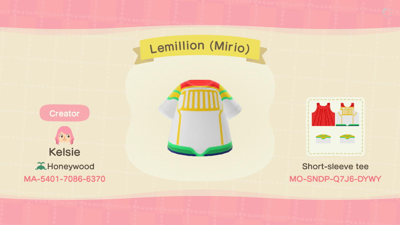 Animal Crossing Design Code: MO-SNDP-Q7J6-DYWY Lemillion (Mirio)