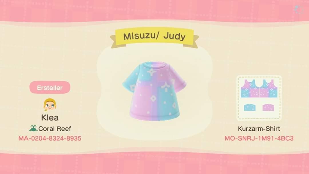 Animal Crossing Design Code: MO-SNRJ-1M91-4BC3 Misuzu/ Judy