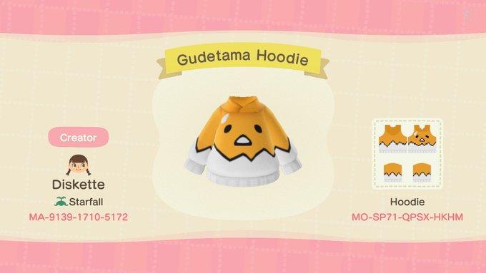 Animal Crossing Design Code: MO-SP71-QPSX-HKHM Gudetama Hoodie