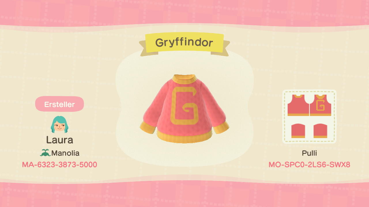 Animal Crossing Design Code: MO-SPC0-2LS6-SWX8 Gryffindor