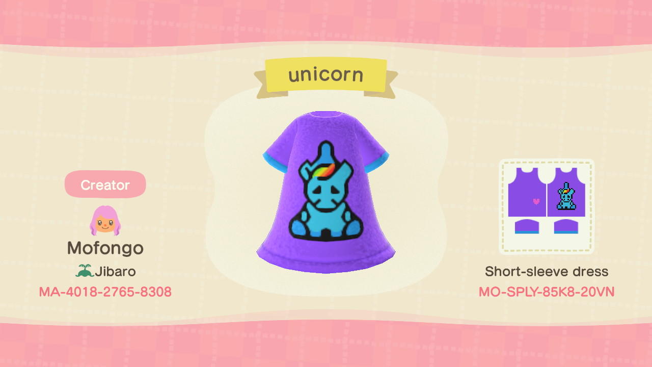 Animal Crossing Design Code: MO-SPLU-85KB-20VN Unicorn