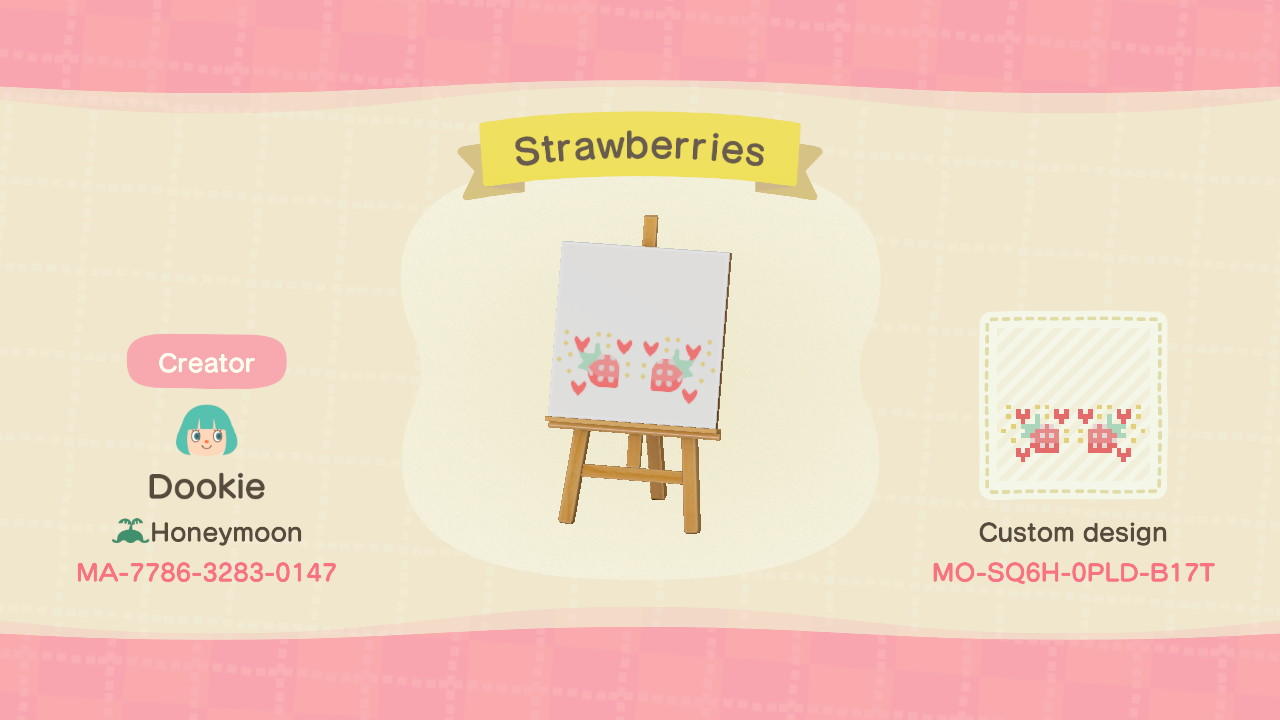 Animal Crossing Design Code: MO-SQ6H-0PLD-B17T Strawberries