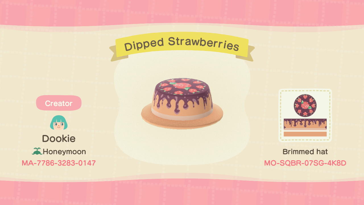 Animal Crossing Design Code: MO-SQBR-07SG-4K8D Dipped Strawberries