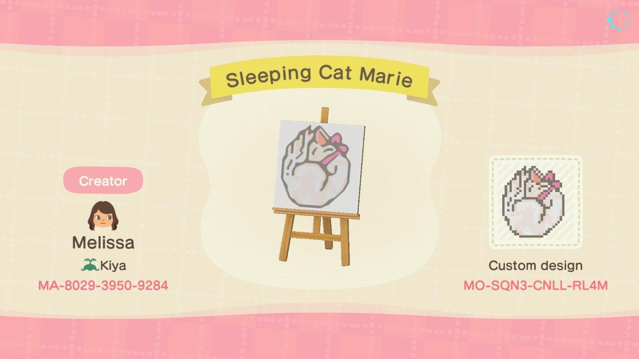 Animal Crossing Design Code: MO-SQN3-CNLL-RL4M Sleeping Cat Marie