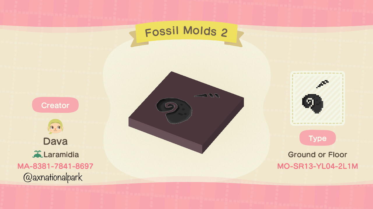 Animal Crossing Design Code: MO-SR13-YL04-2L1M Fossil Molds 2
