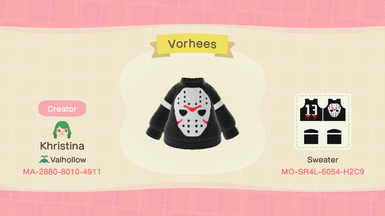 Animal Crossing Design Code: MO-SR4L-6054-H2C9 Vorhees