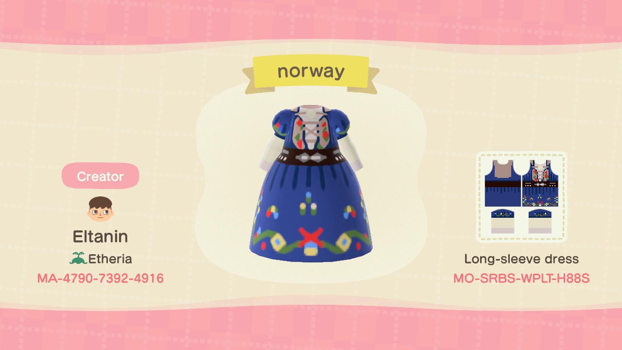Animal Crossing Design Code: MO-SRBS-WPLT-H88S Norwegian traditiona