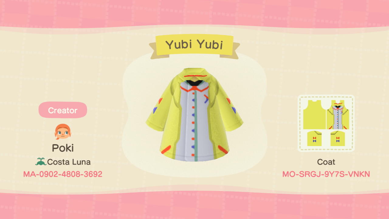 Animal Crossing Design Code: MO-SRGJ-9Y7S-VNKN Yubi Yubi