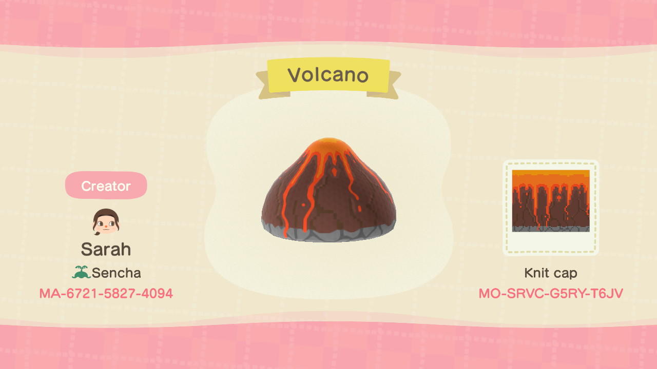 Animal Crossing Design Code: MO-SRVC-G5RY-T6JV Volcano