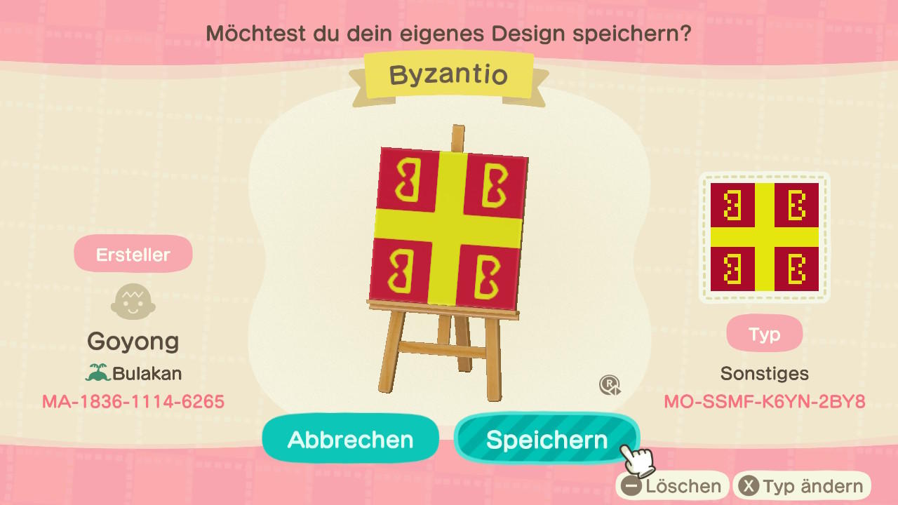 Animal Crossing Design Code: MO-SSMF-K6YN-2BY8 Byzantine Empire