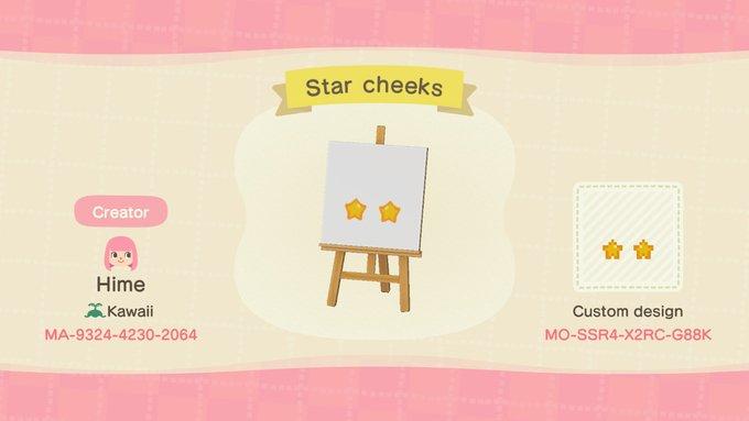 Animal Crossing Design Code: MO-SSR4-X2RC-G88K Star cheeks