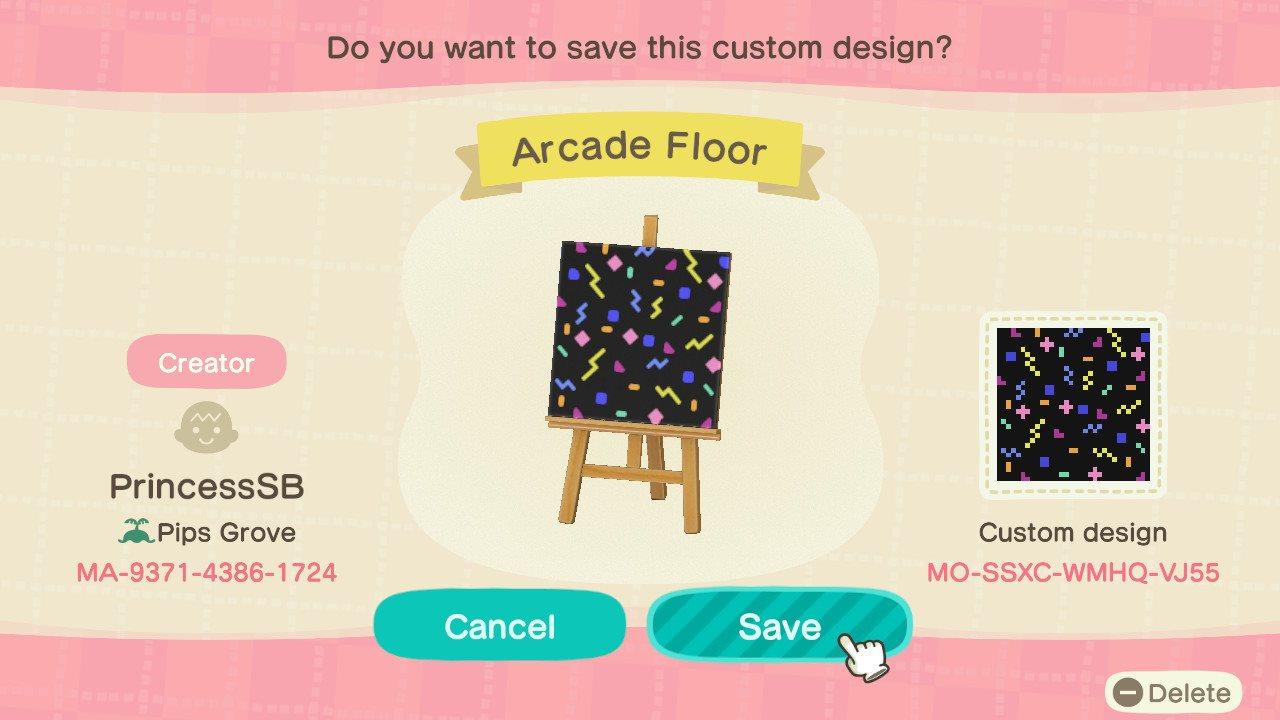 Animal Crossing Design Code: MO-SSXC-WMHQ-VJ55 Arcade Floor