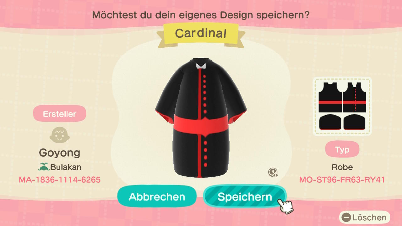 Animal Crossing Design Code: MO-ST96-FR63-RY41 Cardinal