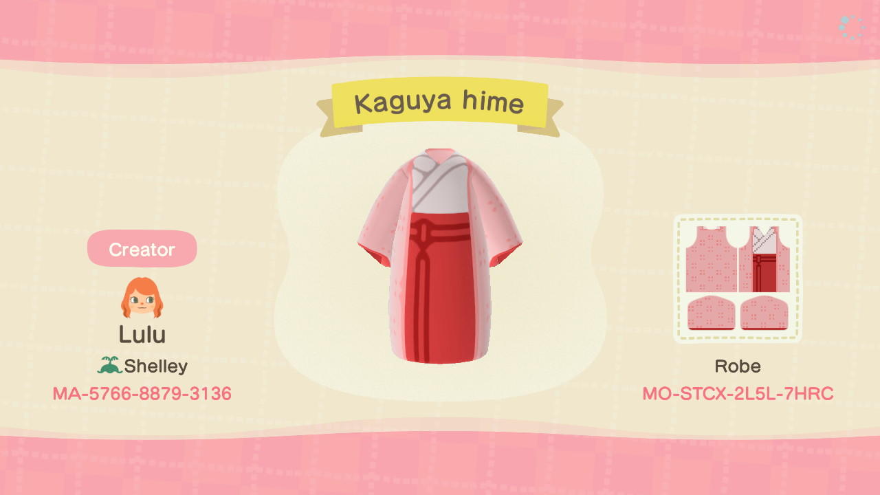 Animal Crossing Design Code: MO-STCX-2L5L-7HRC Kaguya hime
