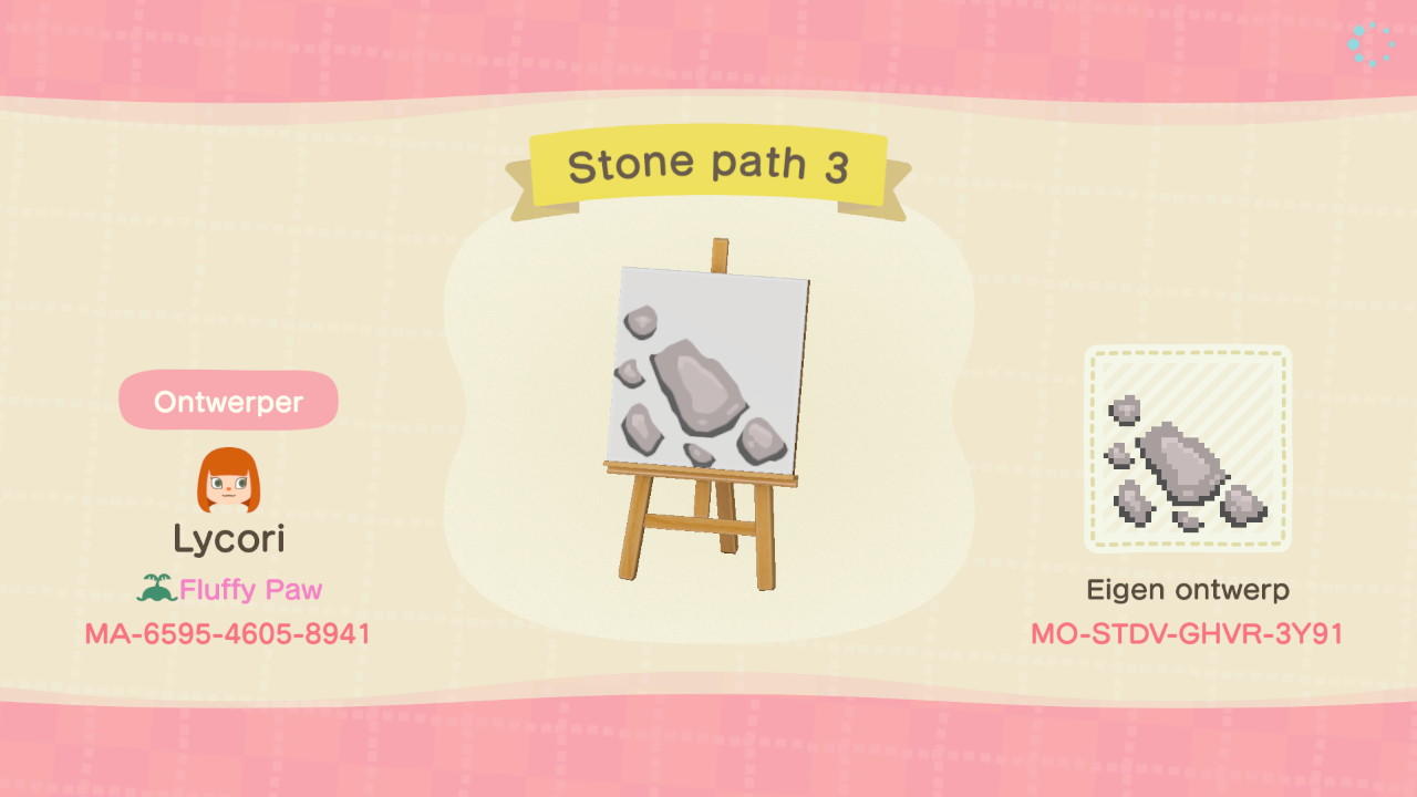 Animal Crossing Design Code: MO-STDV-GHVR-3Y91 Stone path 3