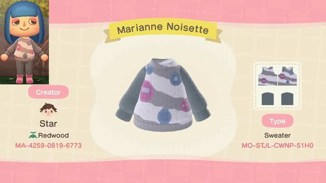 Animal Crossing Design Code: MO-STJL-CWNP-51H0 Marianne Noisette
