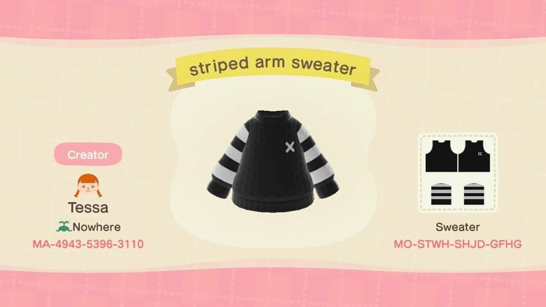 Animal Crossing Design Code: MO-STWH-SHJD-GFHG striped arm sweater