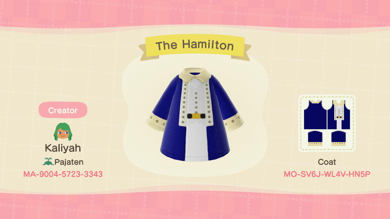 Animal Crossing Design Code: MO-SV6J-WL4V-HN5P The Hamilton